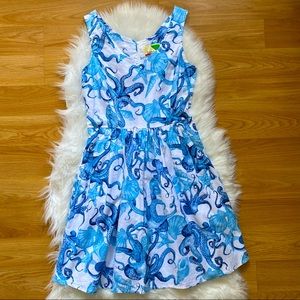 ModCloth Fervour Dress Octopus Fit Flare Dress Sleeveless Cotton Summer Medium